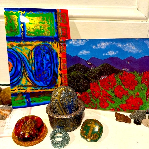 Art By William Holman Cross ,Buddha Egyptian box . signed listed individually - Picture 16 of 16